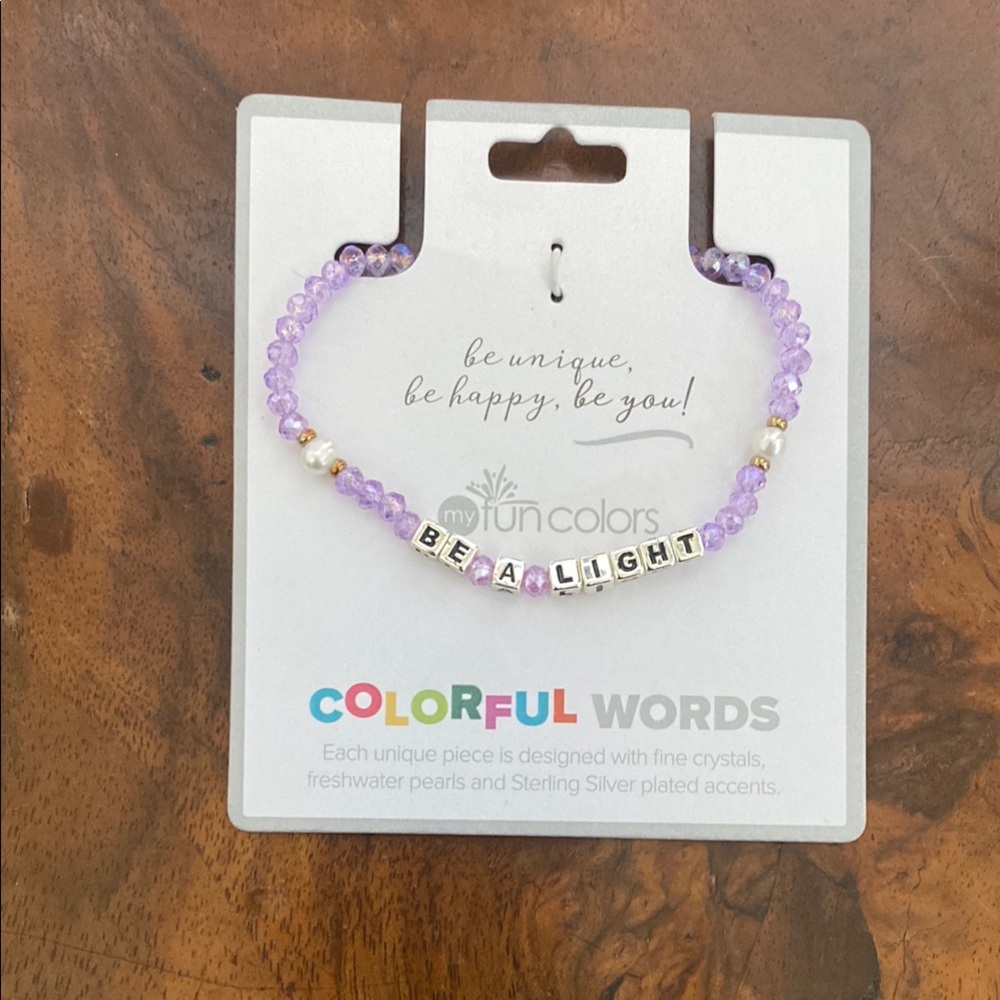 “BE A LIGHT” Bracelet. Sterling silver plated accents. NWT